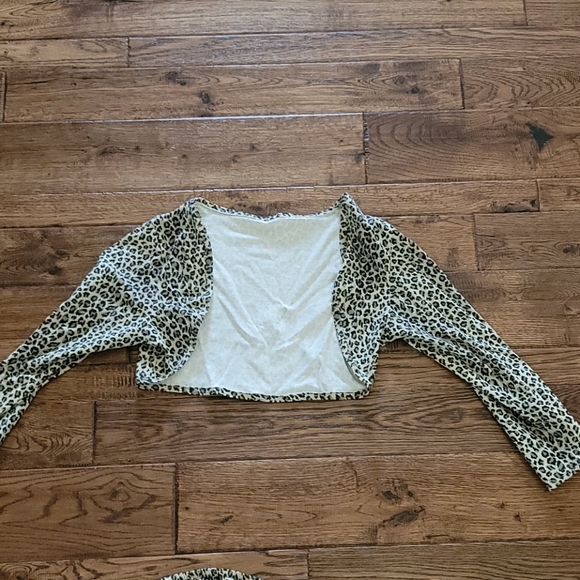 Strapless Ruched Cheetah Print Dress with Short Jacket - Picture 3 of 6